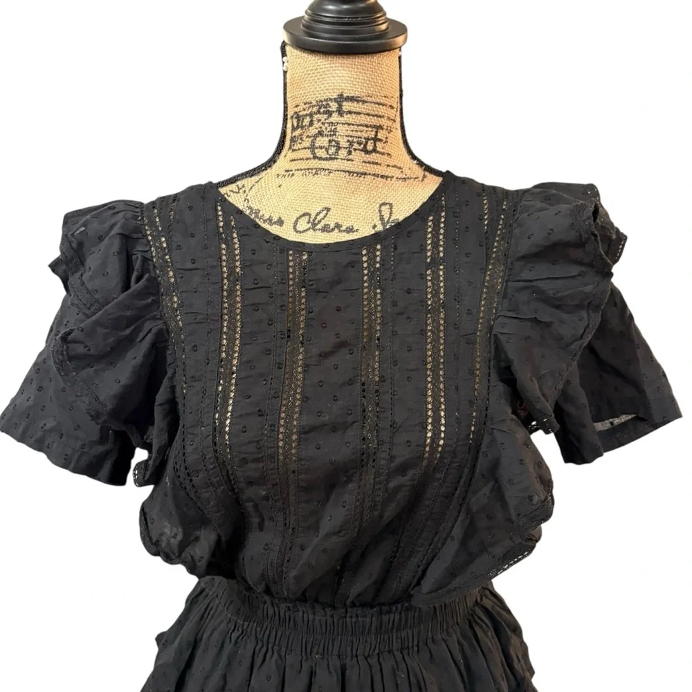 LoveShackFancy Natasha Heritage Mini Dress Cotton Ruffle Eyelet Size Medium - Picture 4 of 9